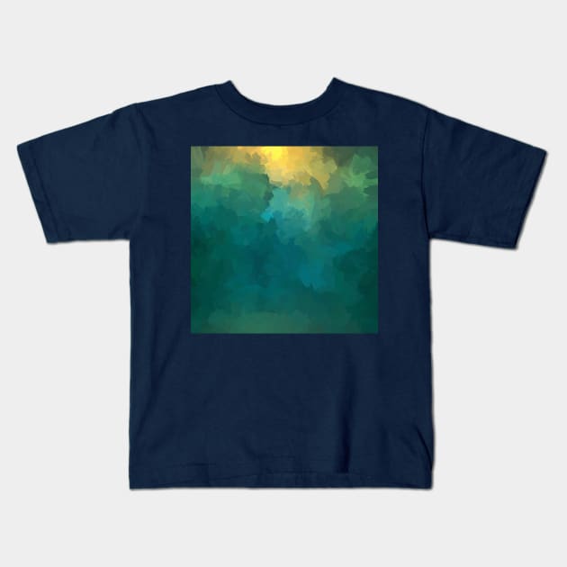 Green Deep Lake Abstract Painting Kids T-Shirt by nelloryn